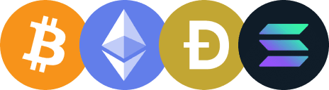 Crypto markets Bitcoin, Ethereum, Doge, and Solana
