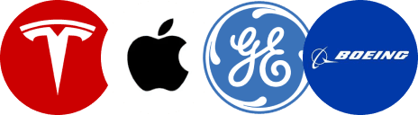 Stocks Tesla, Apple, GE, and Boeing